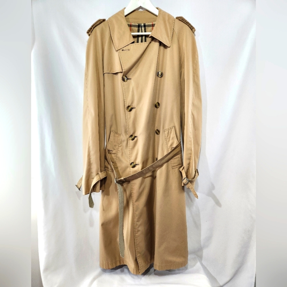 Vintage VALSTAR MILANO Classic Tan Trench Coat Tartan Lining Made Italy sz 42 R